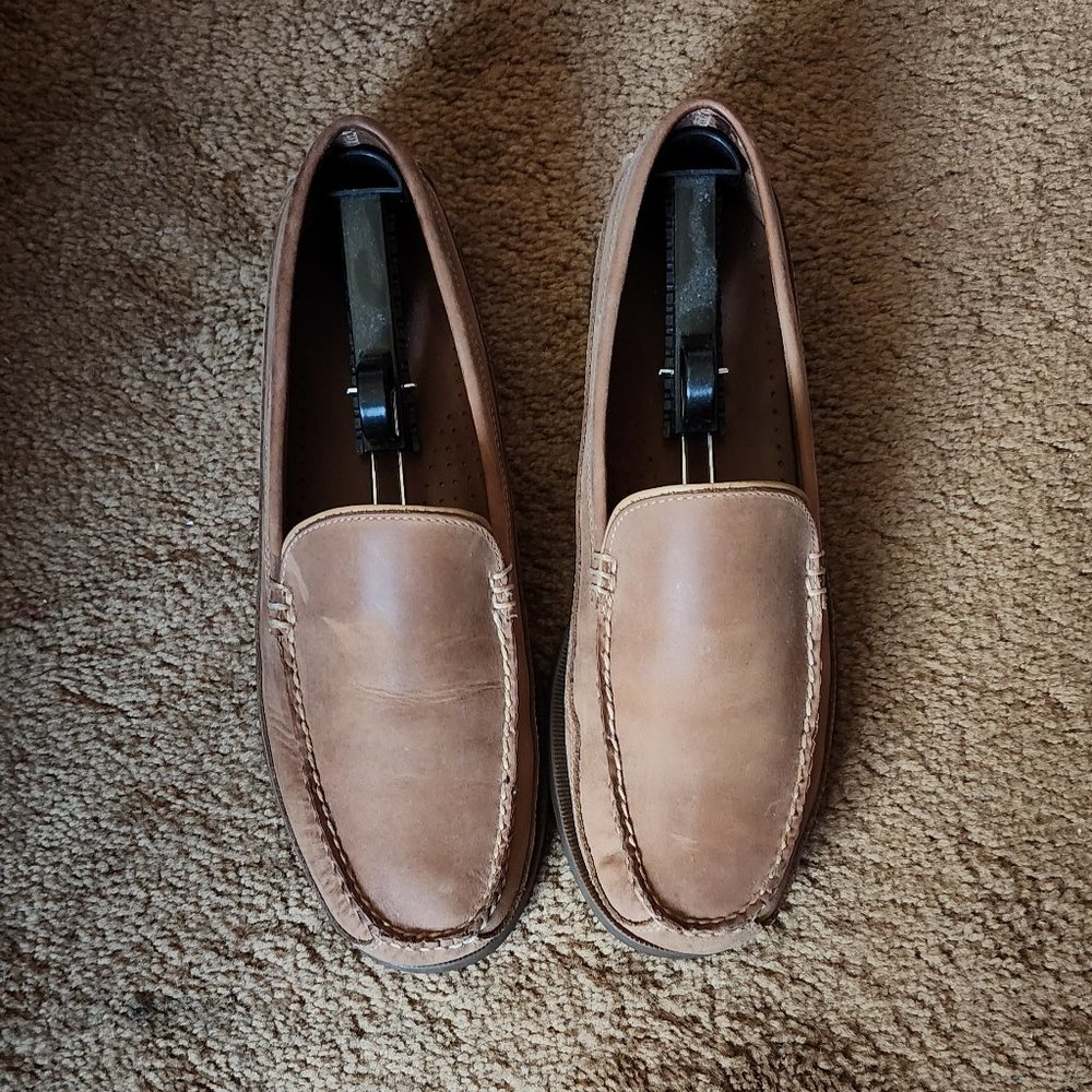 Men's LL Bean Casco Bay Venetian Boat Mocs in Light Brown11D